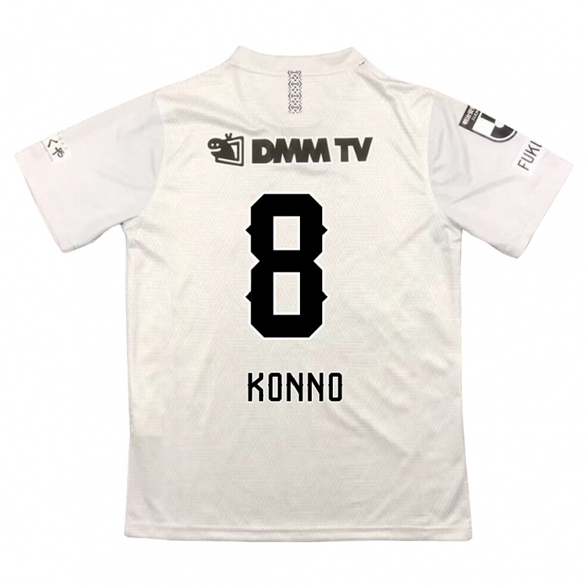 Kandiny Niño Camiseta Kazuya Konno #8 Gris Negro 2ª Equipación 2024/25 La Camisa