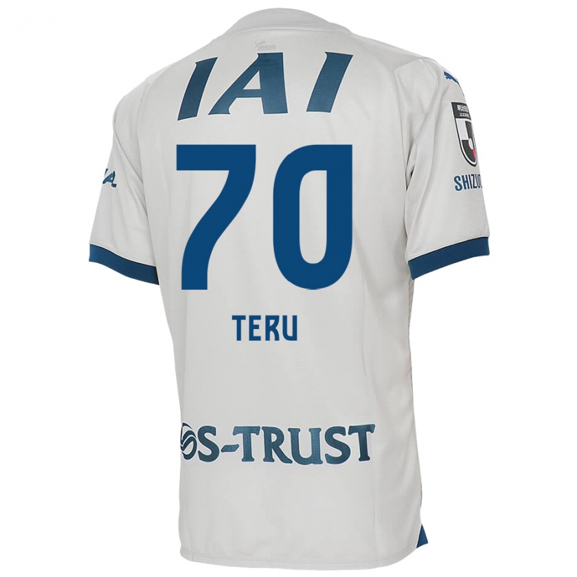 Kandiny Bambino Maglia Teruki Hara #70 Bianco Blu Kit Gara Away 2024/25 Maglietta