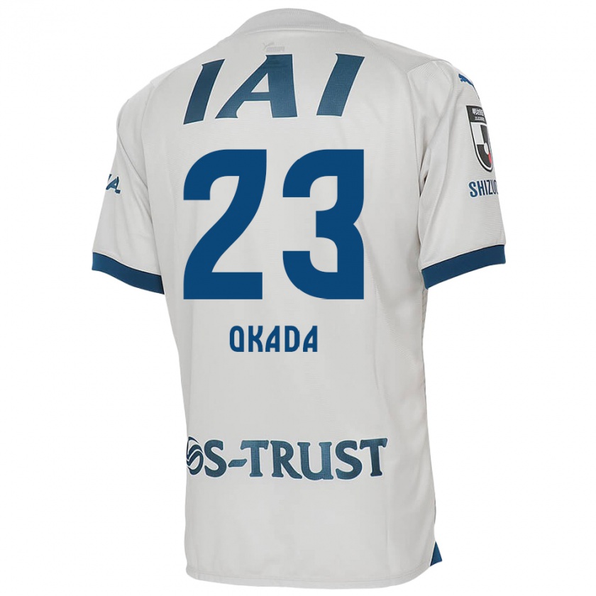 Kandiny Bambino Maglia Shu Okada #23 Bianco Blu Kit Gara Away 2024/25 Maglietta