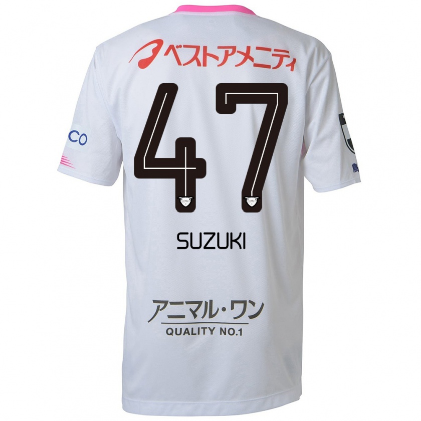 Kandiny Kinder Daichi Suzuki #47 Weiß Blau Rosa Auswärtstrikot Trikot 2024/25 T-Shirt Österreich