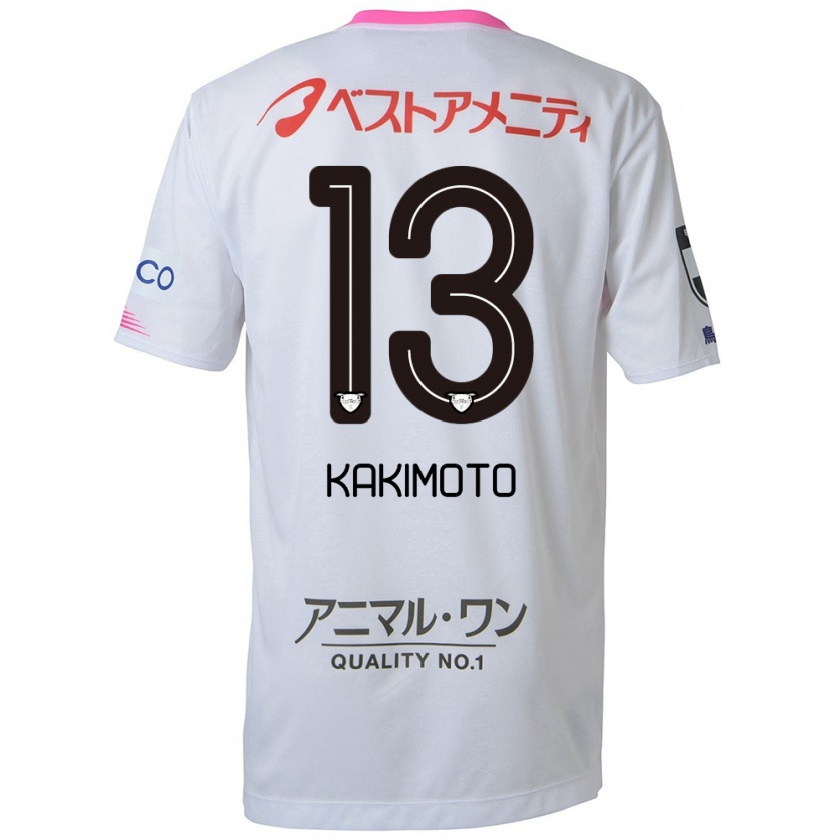 Kandiny Bambino Maglia Yuto Kakimoto #13 Bianco Blu Rosa Kit Gara Away 2024/25 Maglietta