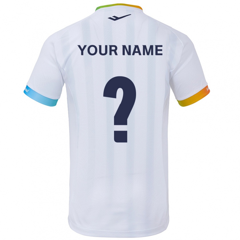 Kandiny Bambino Maglia Il Tuo Nome #0 Bianco Blu Kit Gara Away 2024/25 Maglietta