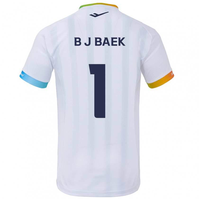 Kandiny Bambino Maglia Jong-Beom Baek #1 Bianco Blu Kit Gara Away 2024/25 Maglietta