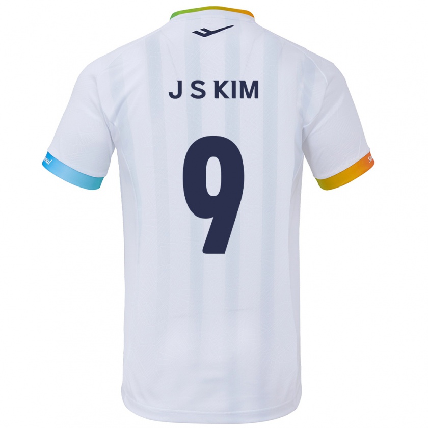 Kandiny Bambino Maglia Shin-Jin Kim #9 Bianco Blu Kit Gara Away 2024/25 Maglietta