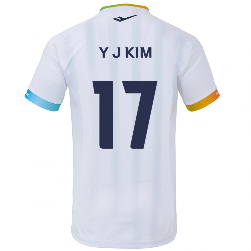 Kandiny Kinderen Jin-Ya Kim #17 Wit Blauw Uitshirt Uittenue 2024/25 T-Shirt België