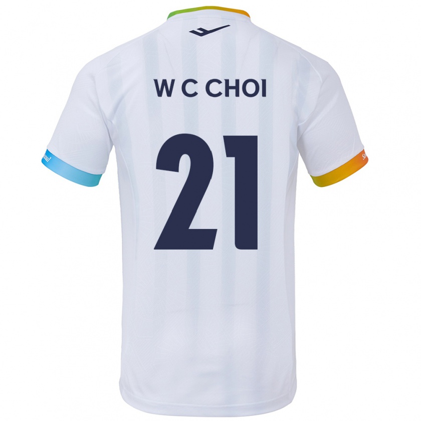 Kandiny Bambino Maglia Cheol-Won Choi #21 Bianco Blu Kit Gara Away 2024/25 Maglietta