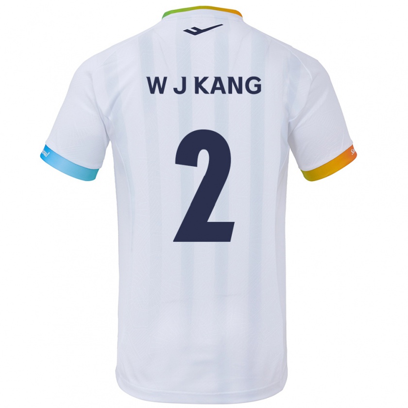 Kandiny Bambino Maglia Jae-Won Kang #2 Bianco Blu Kit Gara Away 2024/25 Maglietta