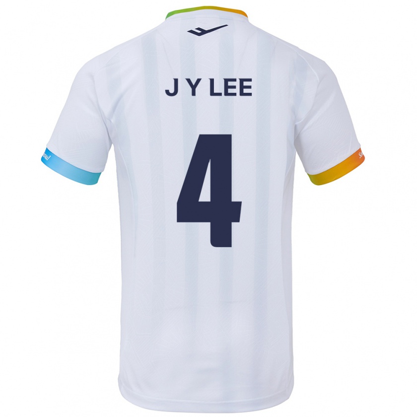 Kandiny Bambino Maglia Young-Jun Lee #4 Bianco Blu Kit Gara Away 2024/25 Maglietta