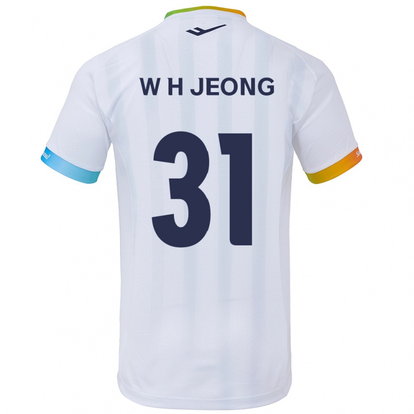 Kandiny Kinderen Hyun-Woong Jeong #31 Wit Blauw Uitshirt Uittenue 2024/25 T-Shirt België