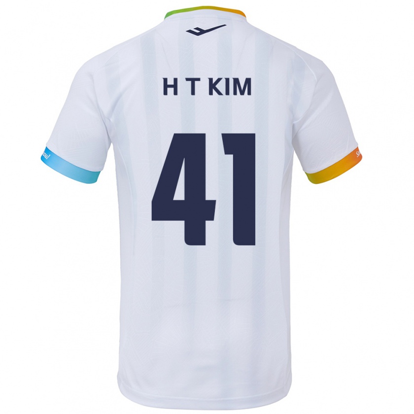 Kandiny Kinder Tae-Ho Kim #41 Weiß Blau Auswärtstrikot Trikot 2024/25 T-Shirt Österreich