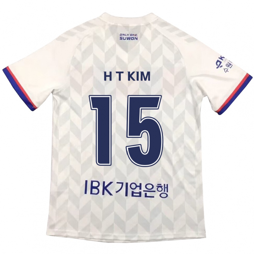 Kandiny Bambino Maglia Tae-Han Kim #15 Bianco Blu Kit Gara Away 2024/25 Maglietta