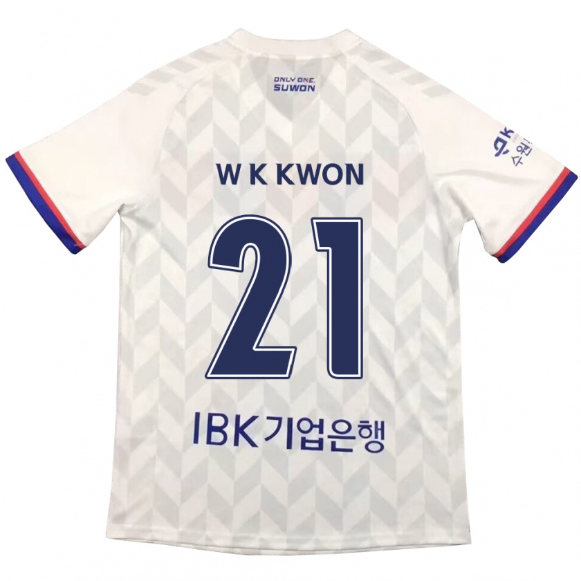 Kandiny Bambino Maglia Kyung-Won Kwon #21 Bianco Blu Kit Gara Away 2024/25 Maglietta