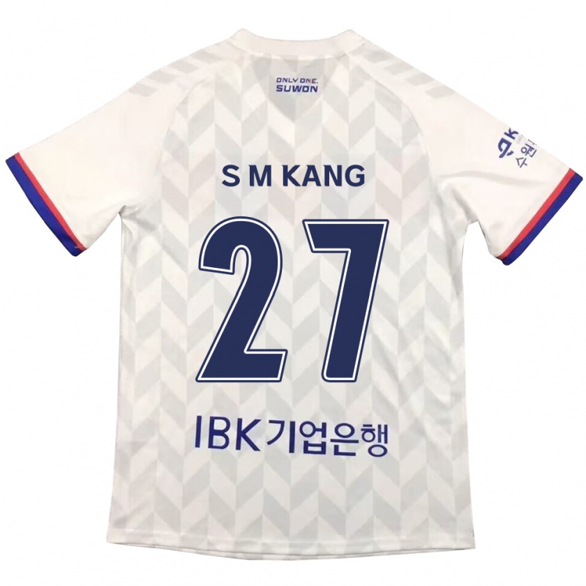 Kandiny Kinderen Min-Sung Kang #27 Wit Blauw Uitshirt Uittenue 2024/25 T-Shirt België