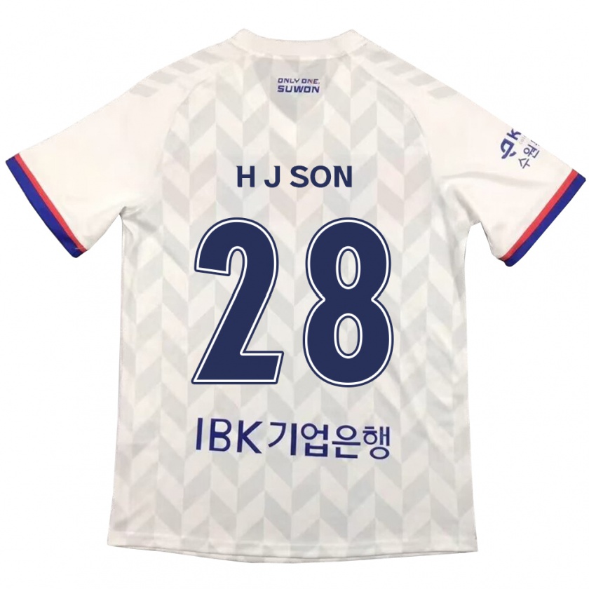 Kandiny Kinderen Jun-Ho Son #28 Wit Blauw Uitshirt Uittenue 2024/25 T-Shirt België