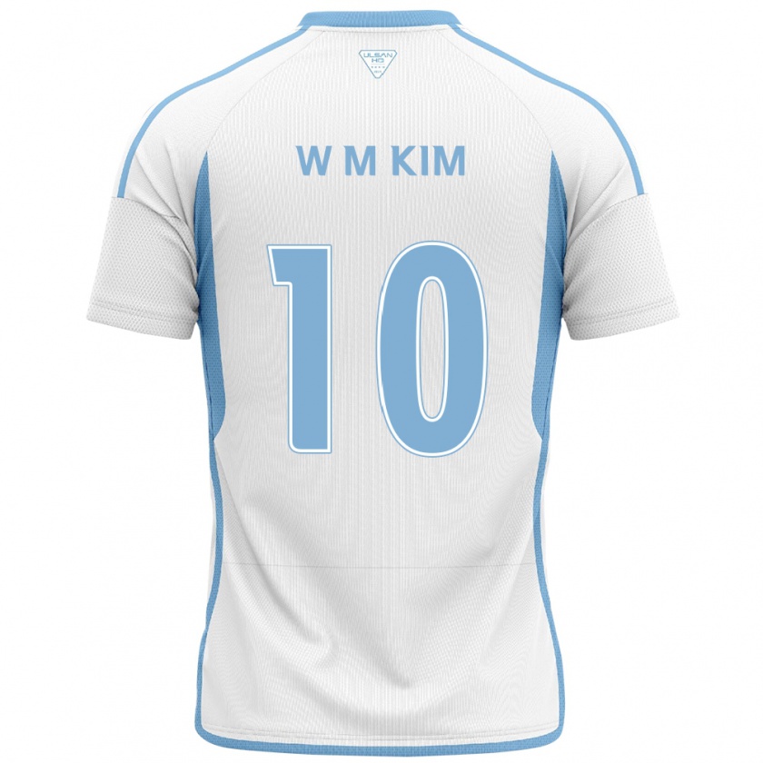 Kandiny Bambino Maglia Min-Woo Kim #10 Bianco Blu Kit Gara Away 2024/25 Maglietta