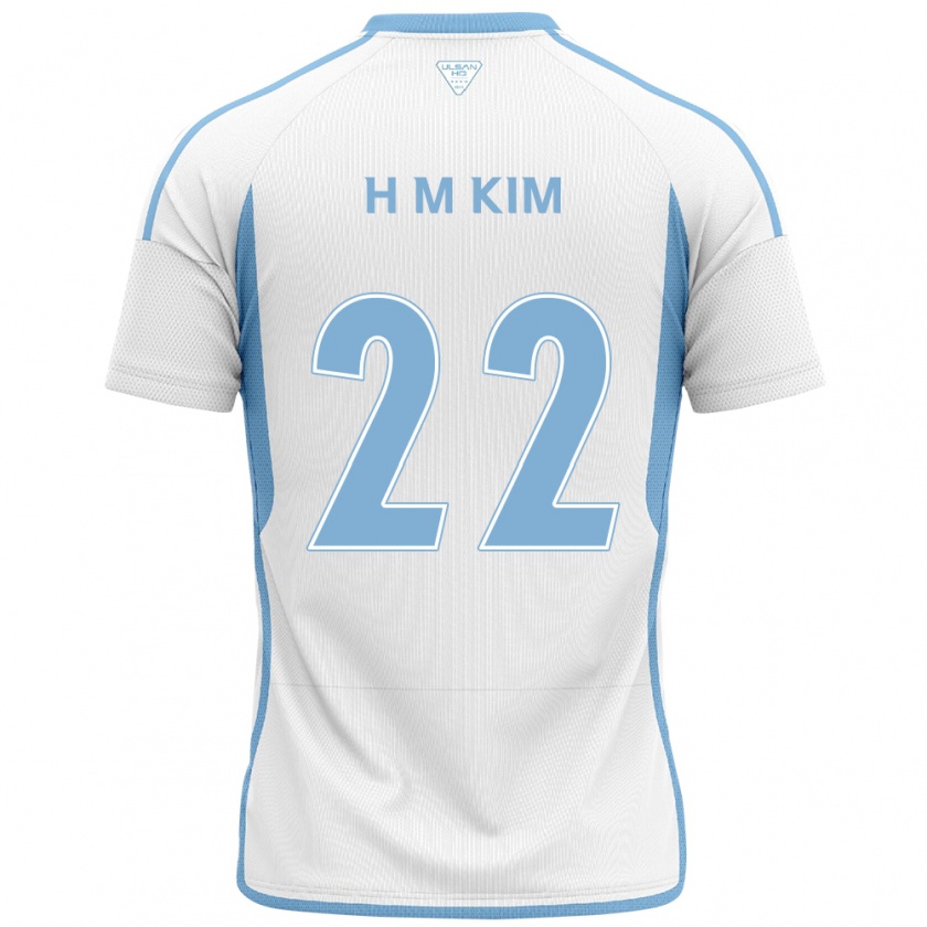 Kandiny Bambino Maglia Min-Hyuk Kim #22 Bianco Blu Kit Gara Away 2024/25 Maglietta