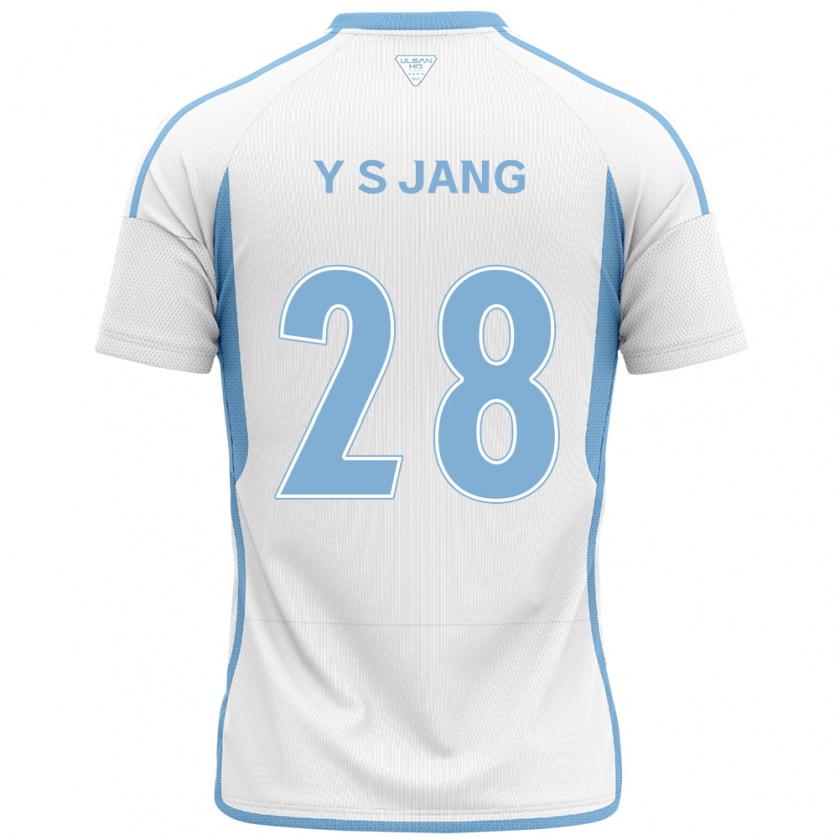 Kandiny Bambino Maglia See-Young Jang #28 Bianco Blu Kit Gara Away 2024/25 Maglietta