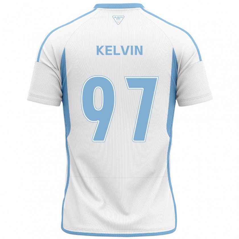 Kandiny Bambino Maglia Kelvin #97 Bianco Blu Kit Gara Away 2024/25 Maglietta