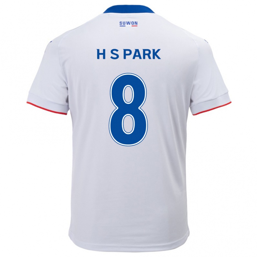 Kandiny Niño Camiseta Sang-Hyeok Park #8 Blanco Azul 2ª Equipación 2024/25 La Camisa