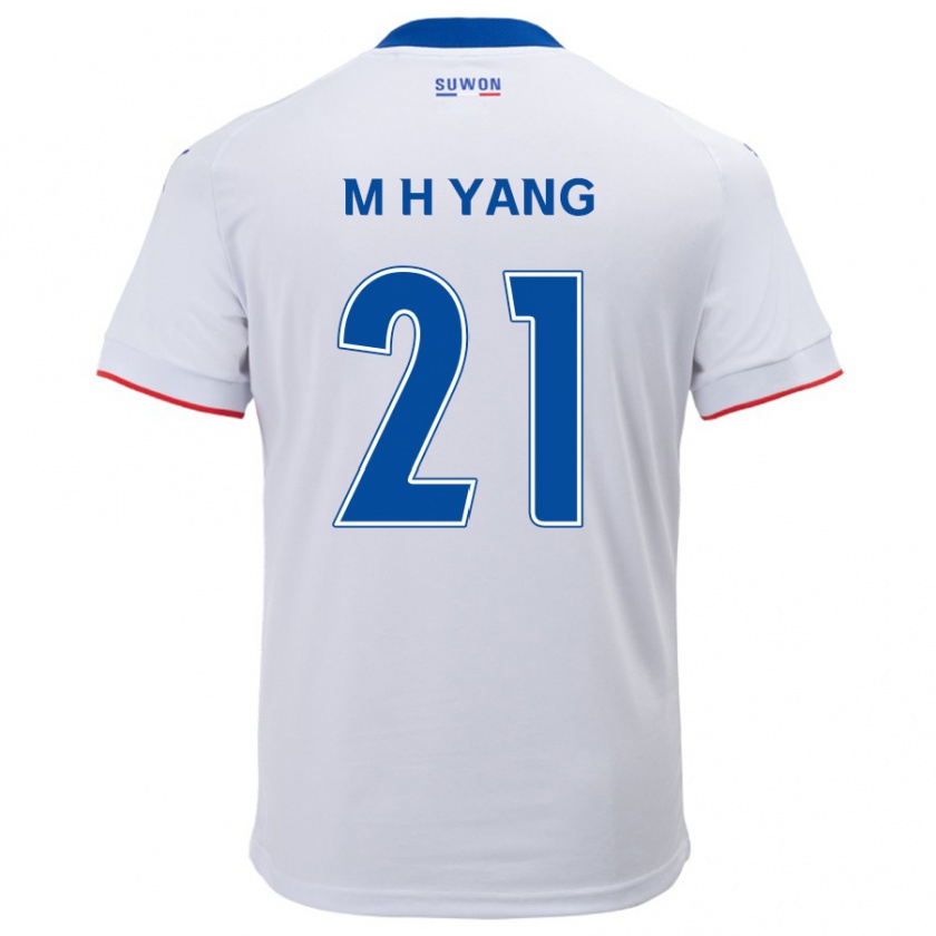 Kandiny Bambino Maglia Hyung-Mo Yang #21 Bianco Blu Kit Gara Away 2024/25 Maglietta