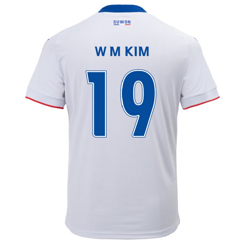 Kandiny Niño Camiseta Min-Woo Kim #19 Blanco Azul 2ª Equipación 2024/25 La Camisa