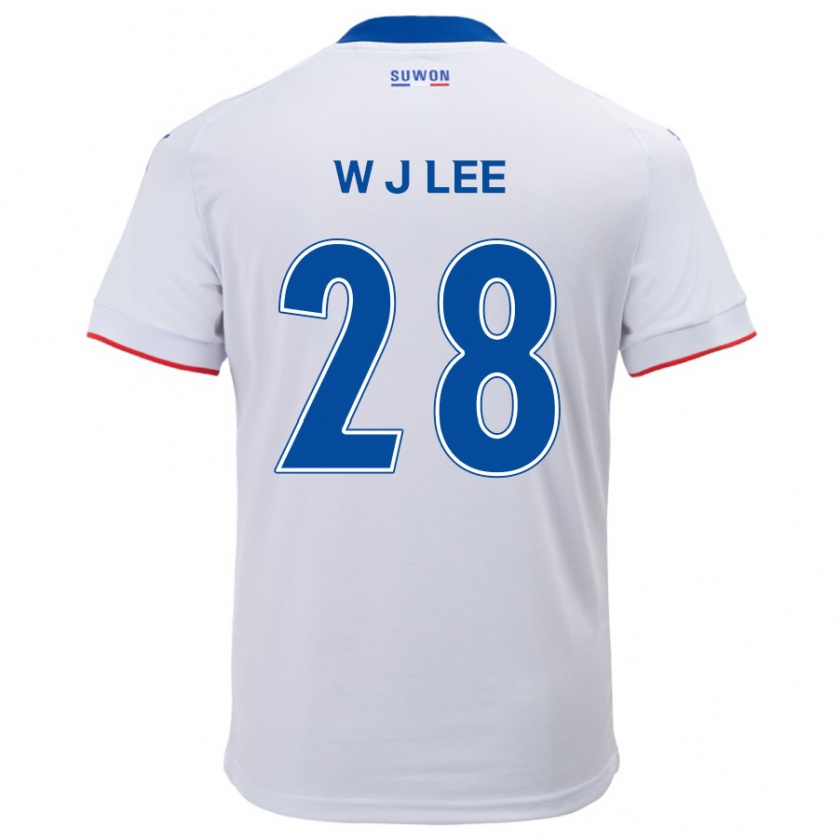 Kandiny Bambino Maglia Jun-Woo Lee #28 Bianco Blu Kit Gara Away 2024/25 Maglietta