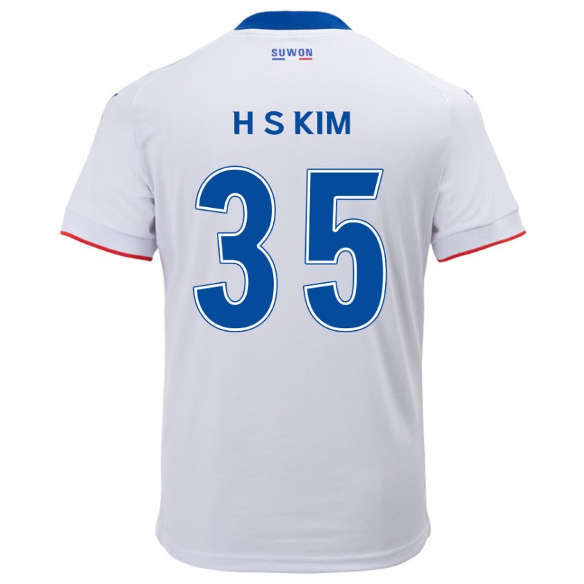 Kandiny Niño Camiseta Seung-Hyun Kim #35 Blanco Azul 2ª Equipación 2024/25 La Camisa