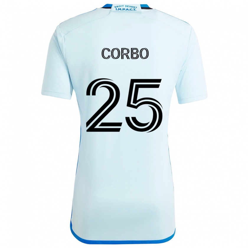 Kandiny Niño Camiseta Gabriele Corbo #25 Azul Hielo 2ª Equipación 2024/25 La Camisa