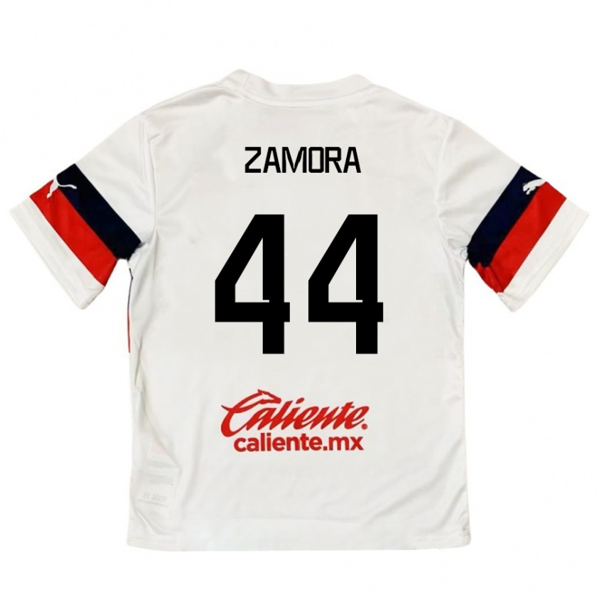 Kandiny Bambino Maglia Saúl Zamora #44 Bianco Rosso Kit Gara Away 2024/25 Maglietta