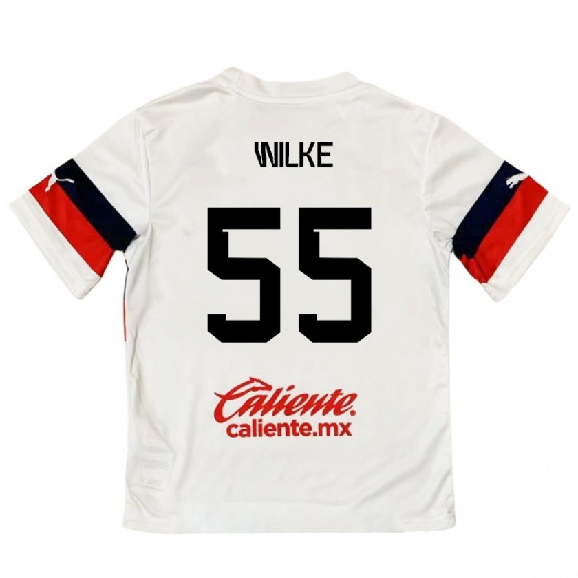 Kandiny Bambino Maglia Teun Wilke #55 Bianco Rosso Kit Gara Away 2024/25 Maglietta