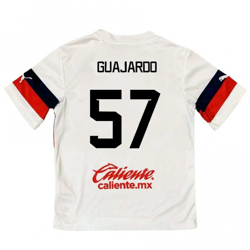 Kandiny Bambino Maglia Dylan Guajardo #57 Bianco Rosso Kit Gara Away 2024/25 Maglietta