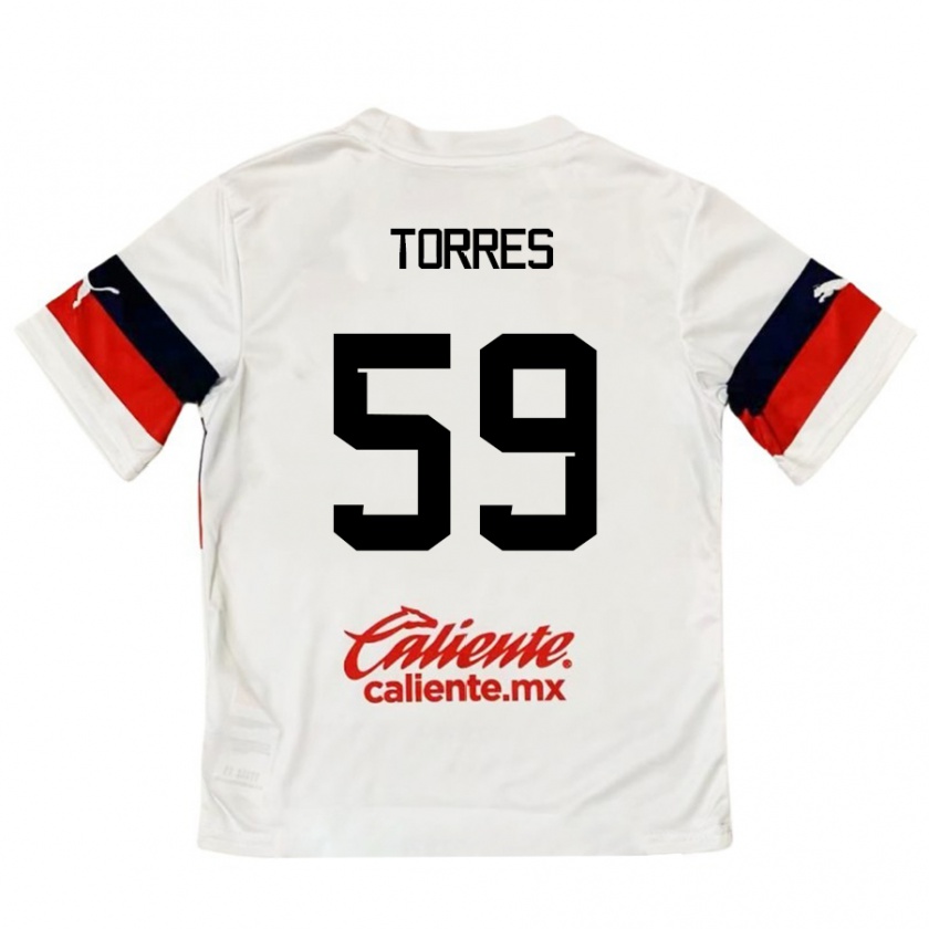 Kandiny Criança Camisola Christian Torres #59 Branco Vermelho Alternativa 2024/25 Camisa Brasil