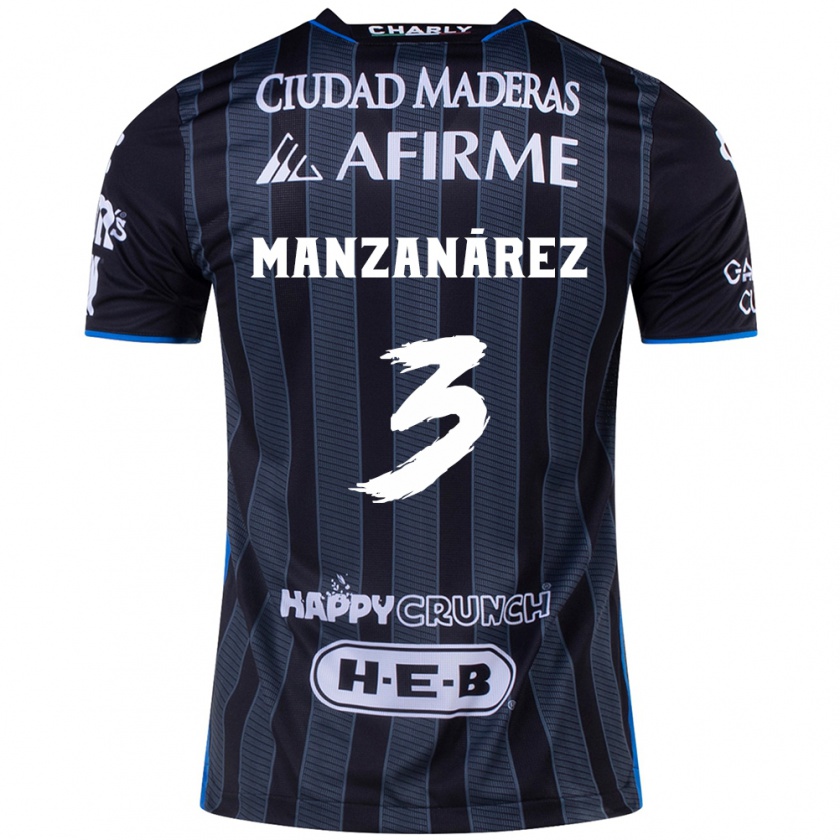 Kandiny Niño Camiseta Óscar Manzanárez #3 Blanco Negro 2ª Equipación 2024/25 La Camisa