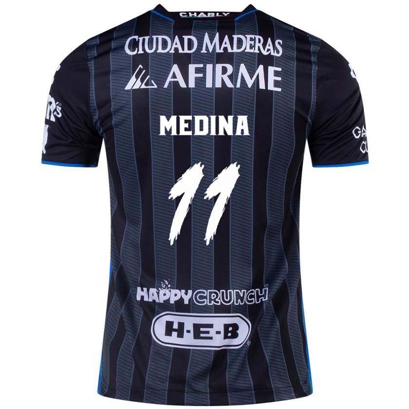 Kandiny Niño Camiseta Alan Medina #11 Blanco Negro 2ª Equipación 2024/25 La Camisa