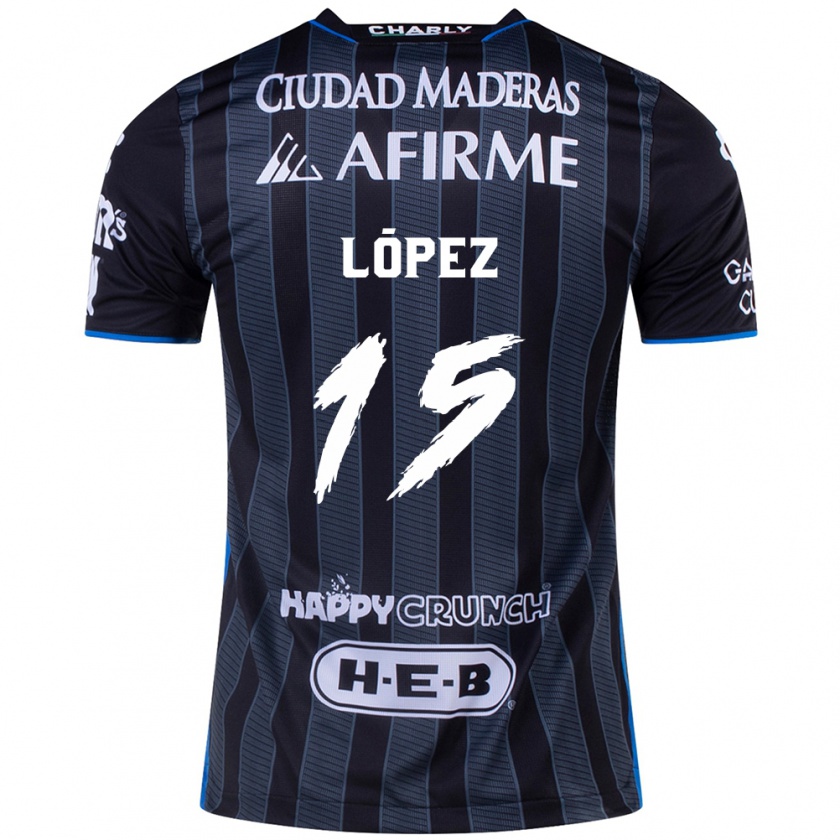 Kandiny Niño Camiseta Víctor López #15 Blanco Negro 2ª Equipación 2024/25 La Camisa