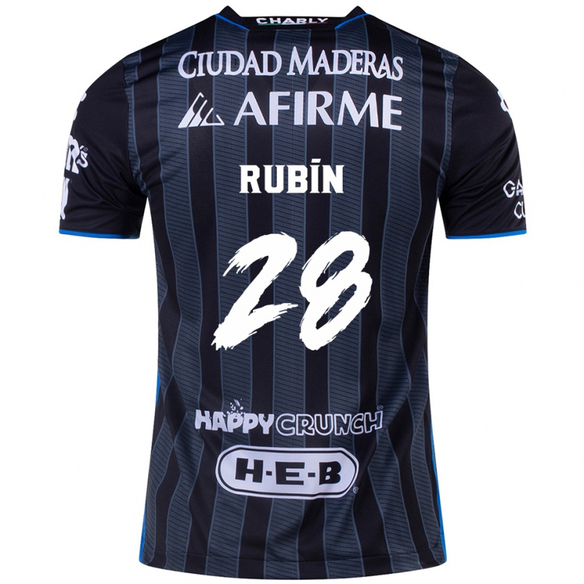 Kandiny Niño Camiseta Rubio Rubín #28 Blanco Negro 2ª Equipación 2024/25 La Camisa