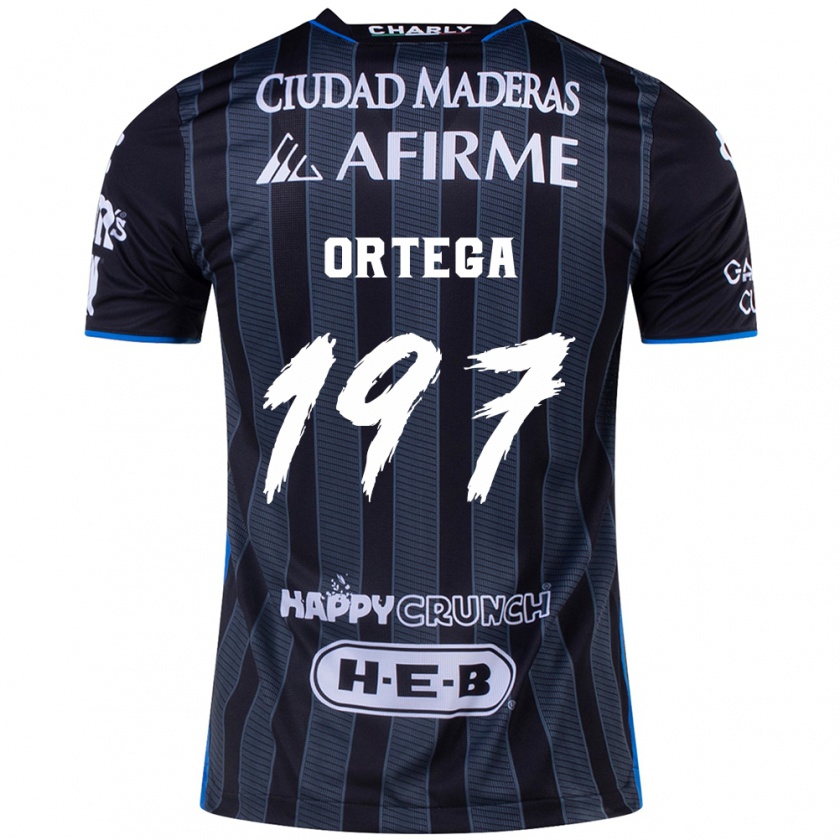 Kandiny Niño Camiseta Javier Ortega #197 Blanco Negro 2ª Equipación 2024/25 La Camisa