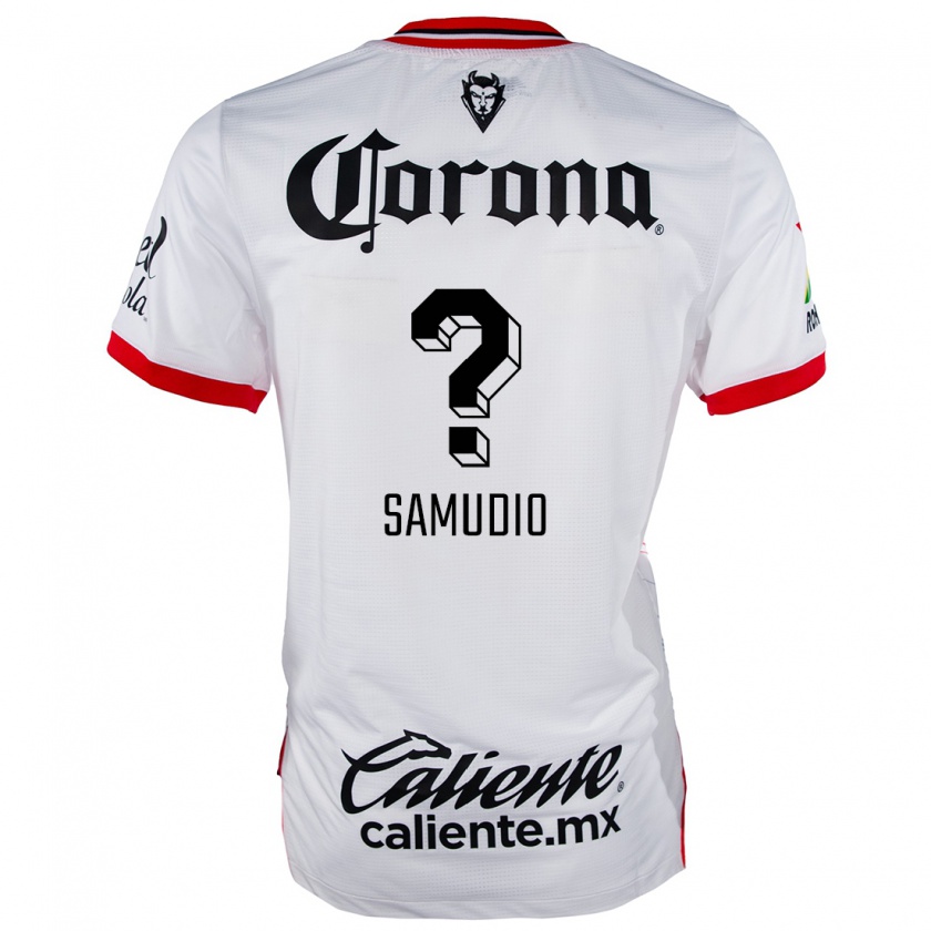 Kandiny Niño Camiseta Braian Samudio #0 Blanco Rojo 2ª Equipación 2024/25 La Camisa México