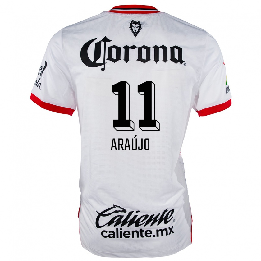 Kandiny Niño Camiseta Maximiliano Araújo #11 Blanco Rojo 2ª Equipación 2024/25 La Camisa México