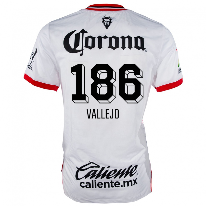 Kandiny Niño Camiseta Saúl Vallejo #186 Blanco Rojo 2ª Equipación 2024/25 La Camisa México