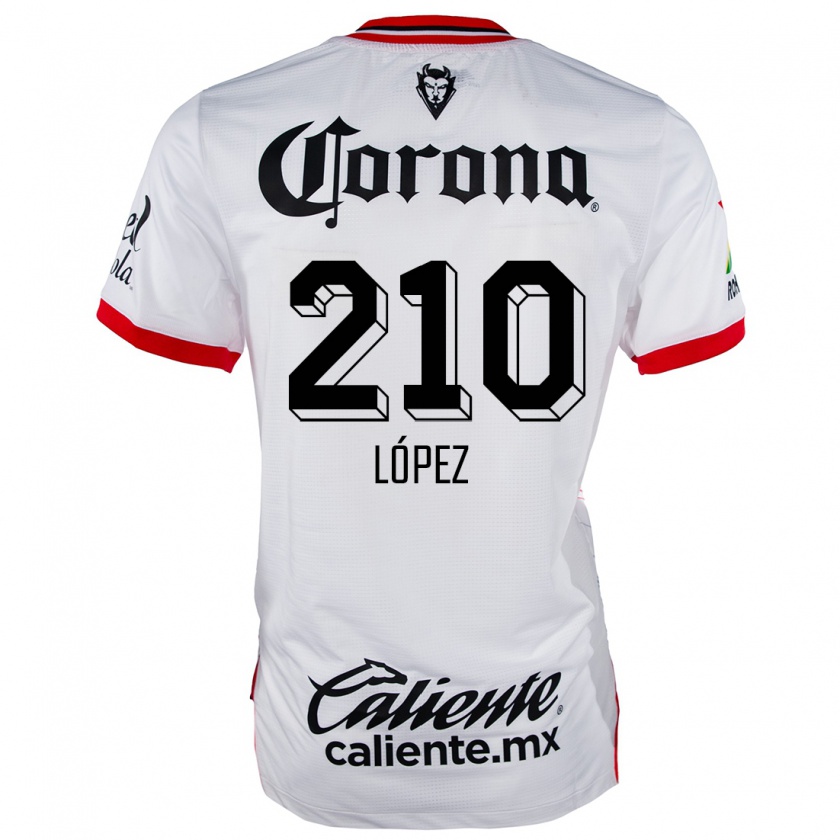 Kandiny Niño Camiseta Juan López #210 Blanco Rojo 2ª Equipación 2024/25 La Camisa México