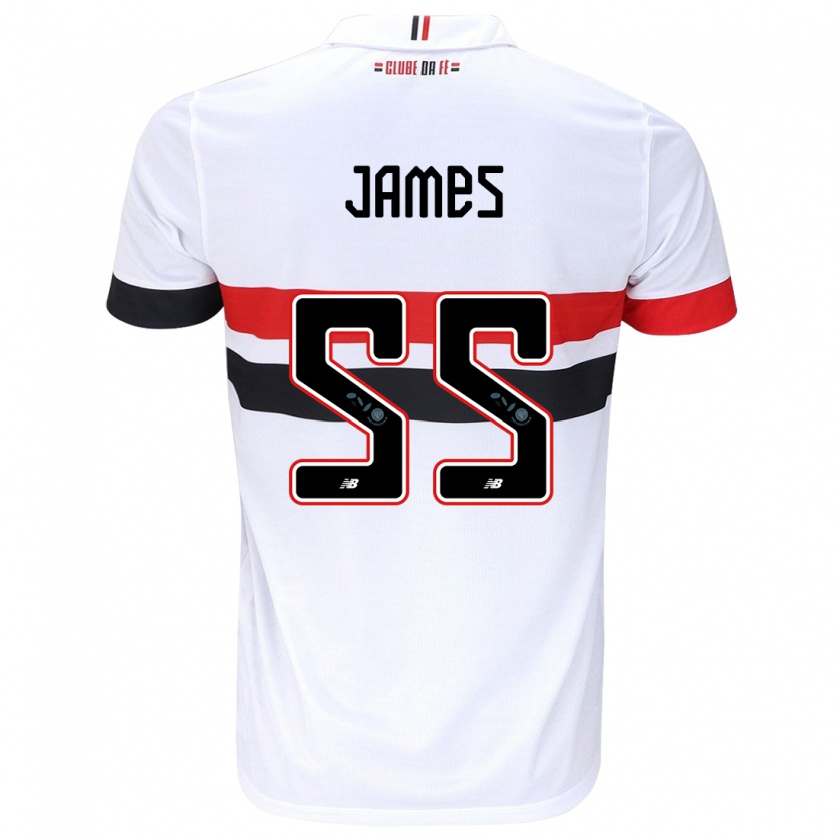 Kandiny Heren James Rodríguez #55 Wit Rood Zwart Thuisshirt Thuistenue 2024/25 T-Shirt België