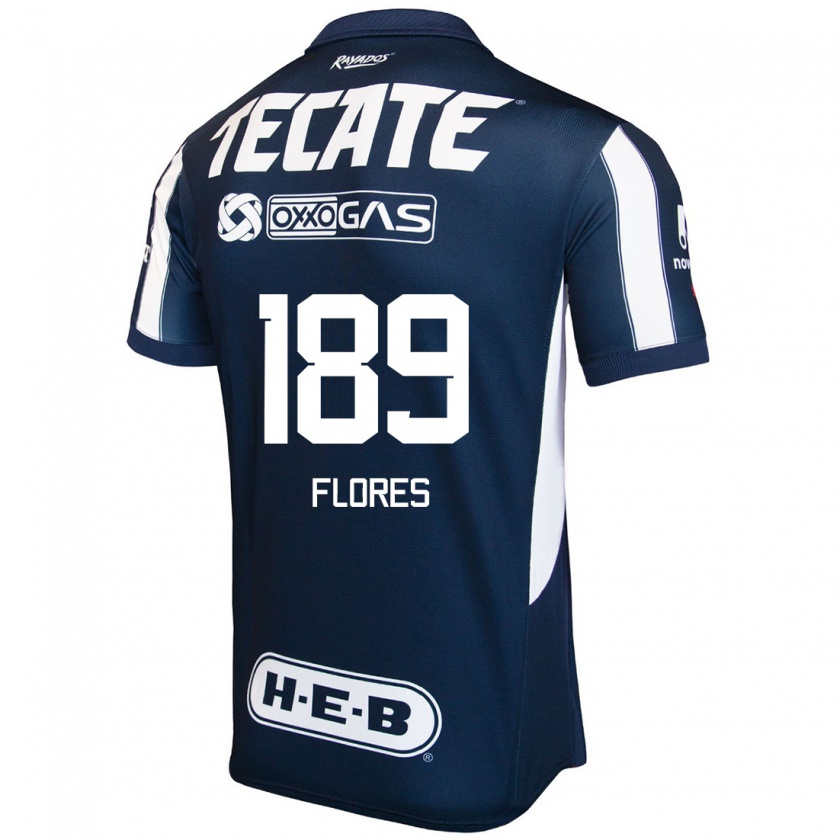 Kandiny Hombre Camiseta Yael Flores #189 Azul Rojo Blanco 1ª Equipación 2024/25 La Camisa México