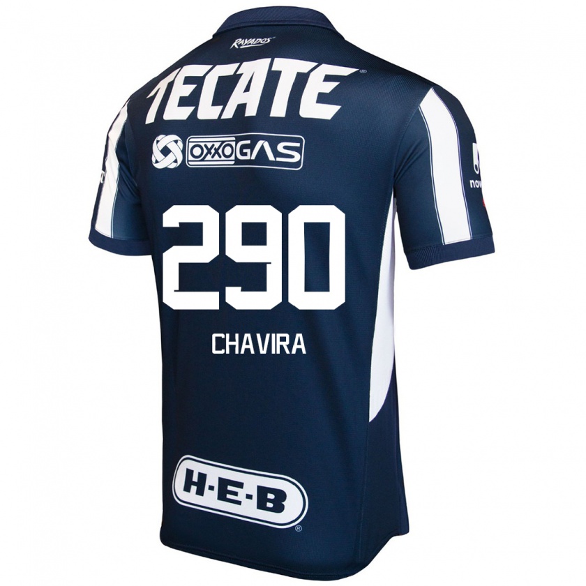 Kandiny Hombre Camiseta Diego Chavira #290 Azul Rojo Blanco 1ª Equipación 2024/25 La Camisa México