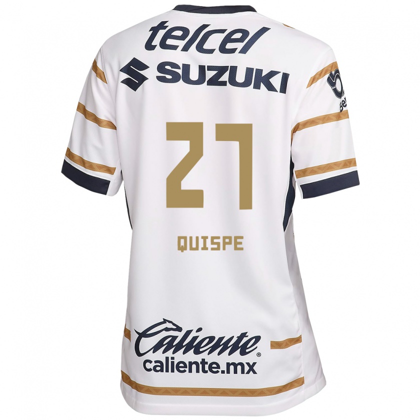 Kandiny Hombre Camiseta Piero Quispe #27 Obsidiana Blanca 1ª Equipación 2024/25 La Camisa