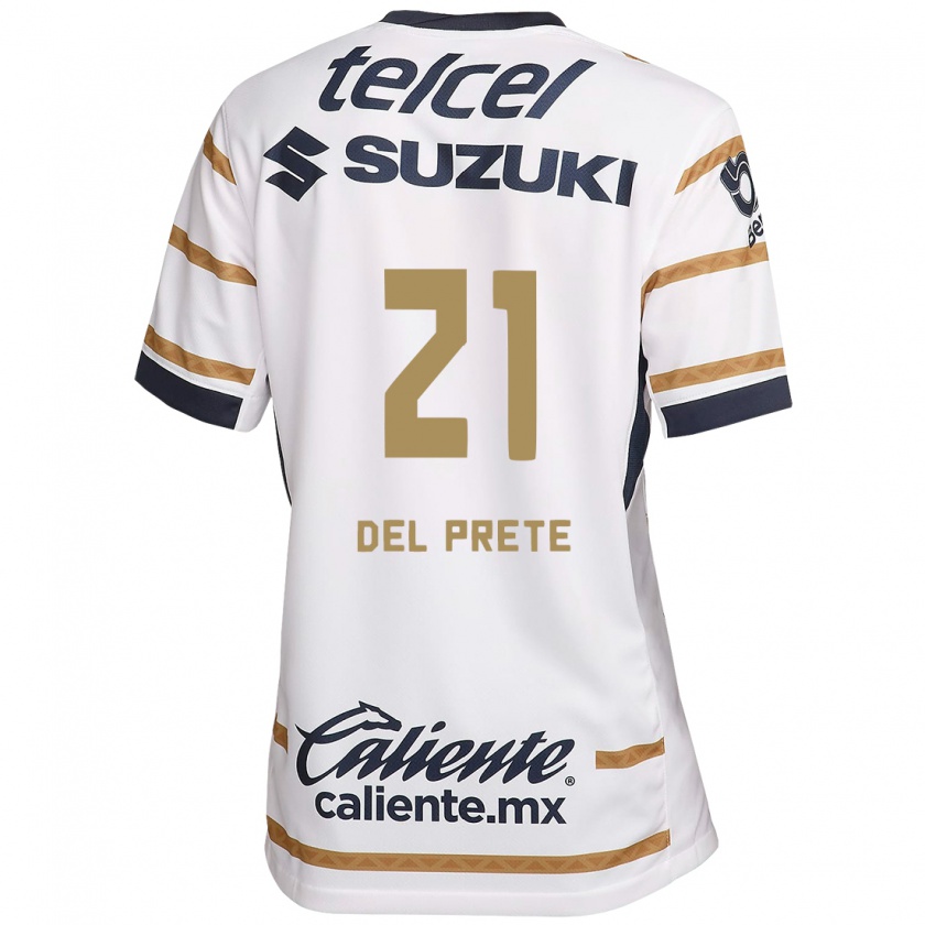 Kandiny Hombre Camiseta Gustavo Del Prete #21 Obsidiana Blanca 1ª Equipación 2024/25 La Camisa