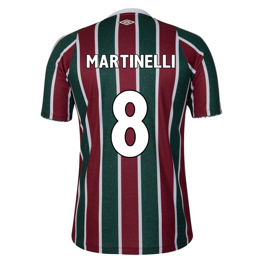 Kandiny Hombre Camiseta Martinelli #8 Verde Granate Blanco 1ª Equipación 2024/25 La Camisa