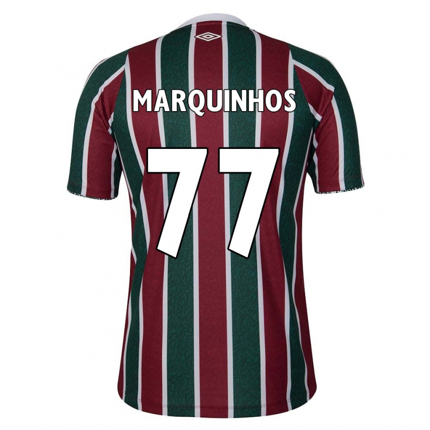 Kandiny Hombre Camiseta Marquinhos #77 Verde Granate Blanco 1ª Equipación 2024/25 La Camisa