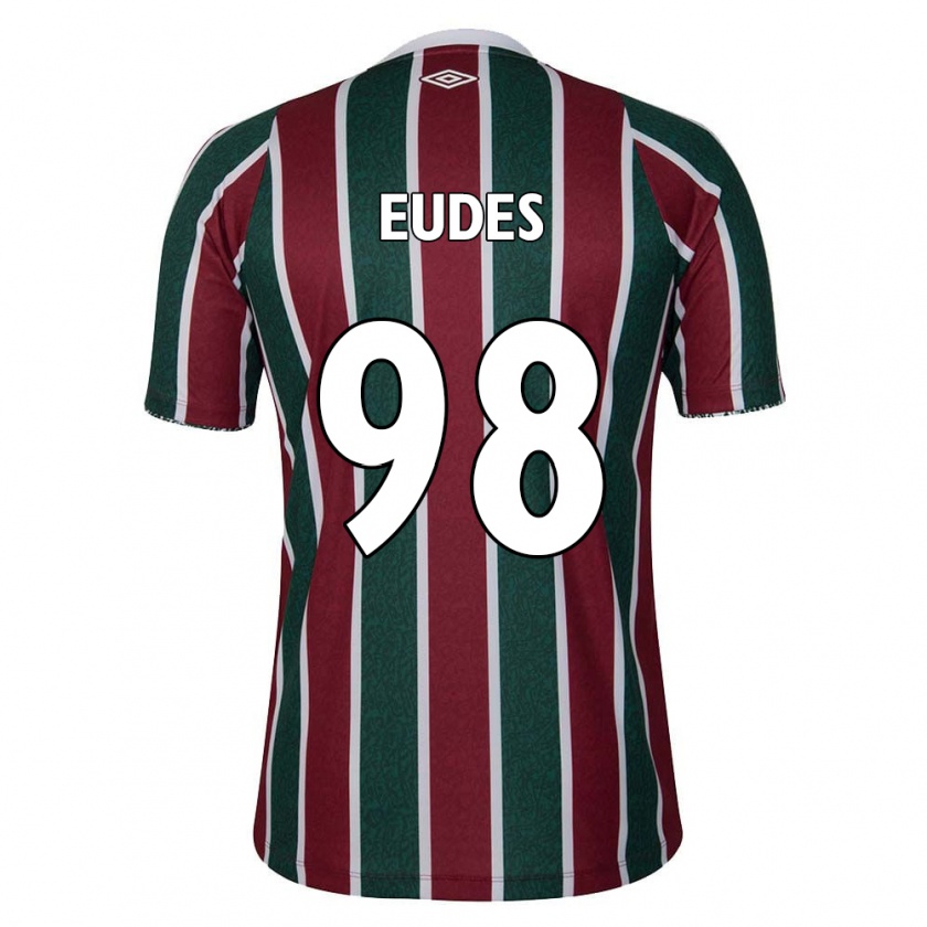 Kandiny Hombre Camiseta Vitor Eudes #98 Verde Granate Blanco 1ª Equipación 2024/25 La Camisa