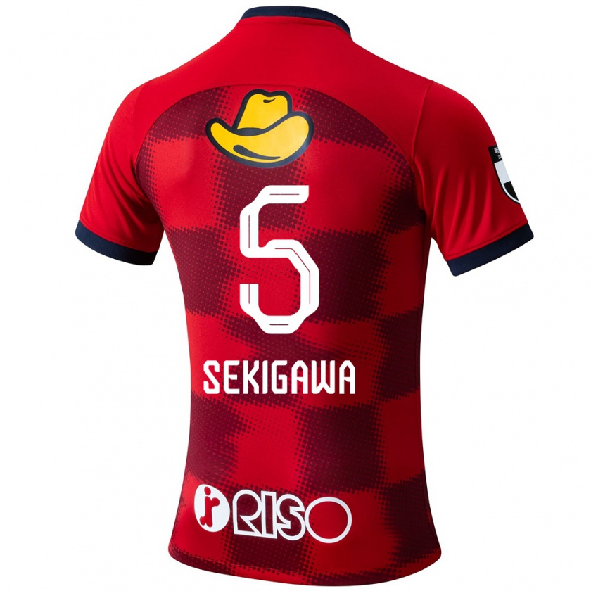 Kandiny Uomo Maglia Ikuma Sekigawa #5 Rosso Blu Bianco Kit Gara Home 2024/25 Maglietta